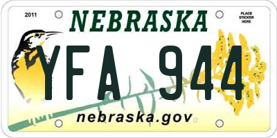 NE license plate YFA944