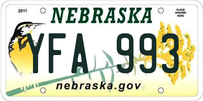 NE license plate YFA993