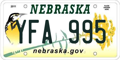 NE license plate YFA995