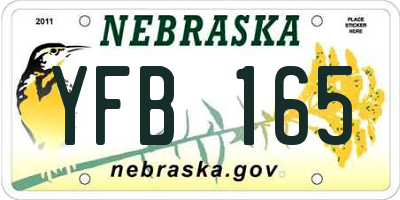 NE license plate YFB165