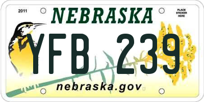 NE license plate YFB239