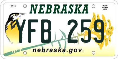 NE license plate YFB259