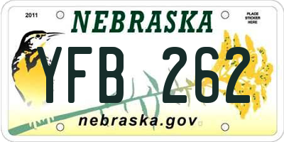 NE license plate YFB262