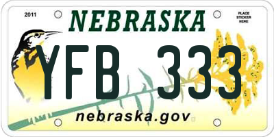NE license plate YFB333