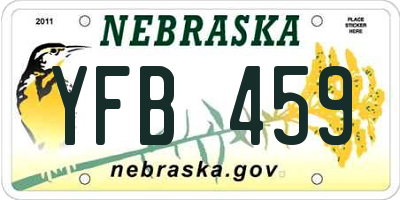 NE license plate YFB459