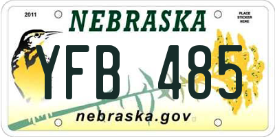NE license plate YFB485