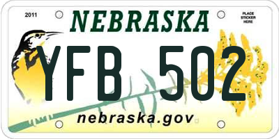 NE license plate YFB502