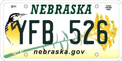 NE license plate YFB526