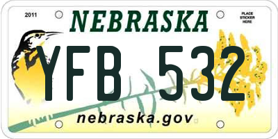 NE license plate YFB532