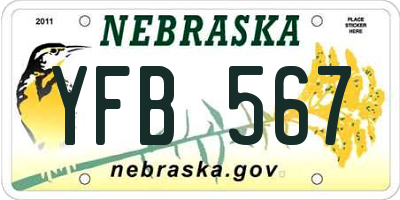 NE license plate YFB567