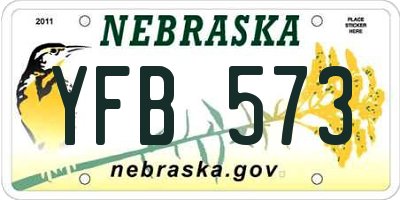 NE license plate YFB573