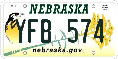 NE license plate YFB574
