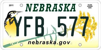 NE license plate YFB577