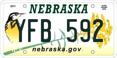 NE license plate YFB592