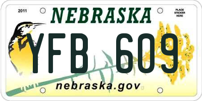 NE license plate YFB609