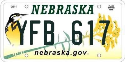 NE license plate YFB617