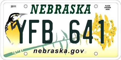 NE license plate YFB641