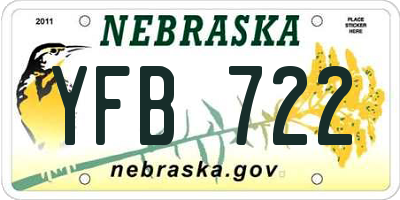 NE license plate YFB722