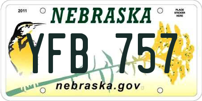 NE license plate YFB757