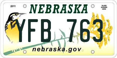 NE license plate YFB763