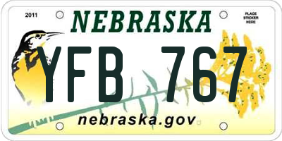NE license plate YFB767