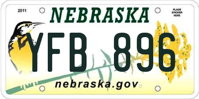 NE license plate YFB896