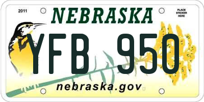 NE license plate YFB950