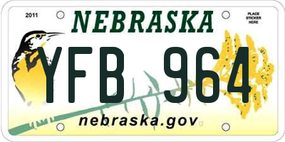NE license plate YFB964