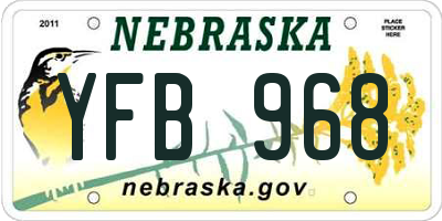 NE license plate YFB968