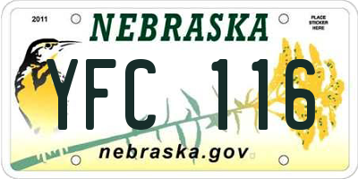 NE license plate YFC116