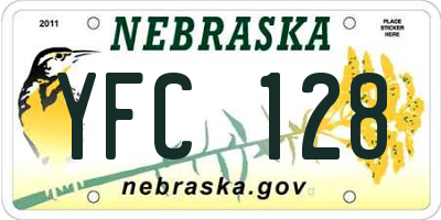 NE license plate YFC128