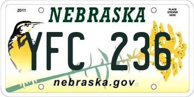 NE license plate YFC236