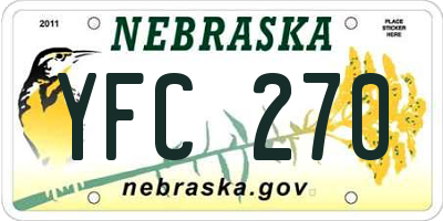 NE license plate YFC270
