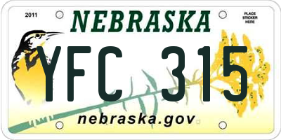 NE license plate YFC315