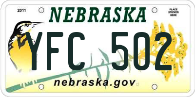NE license plate YFC502