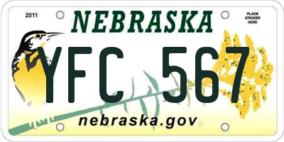 NE license plate YFC567