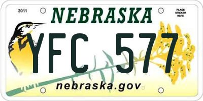NE license plate YFC577