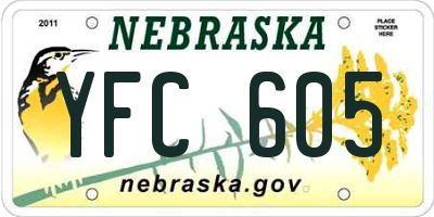 NE license plate YFC605