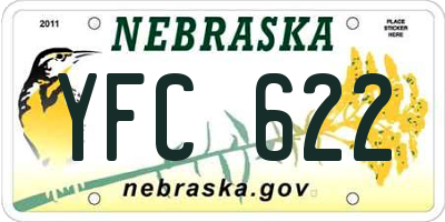 NE license plate YFC622