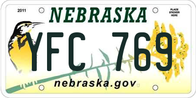 NE license plate YFC769