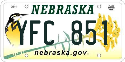 NE license plate YFC851