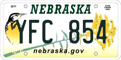 NE license plate YFC854