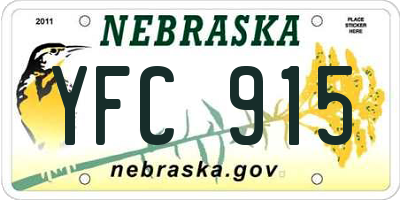 NE license plate YFC915