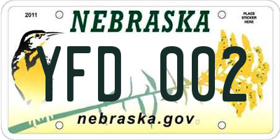 NE license plate YFD002