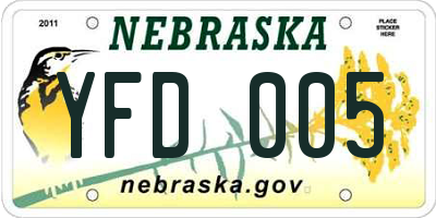 NE license plate YFD005