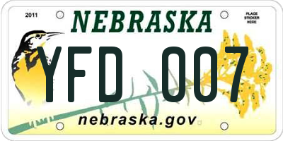 NE license plate YFD007