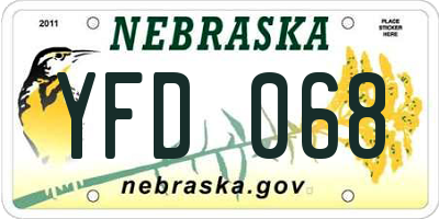 NE license plate YFD068