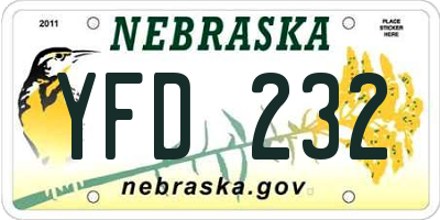 NE license plate YFD232