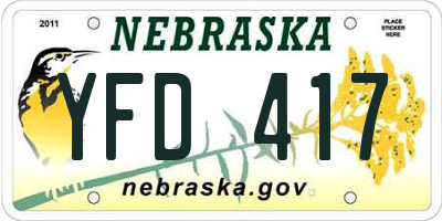 NE license plate YFD417