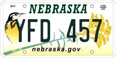 NE license plate YFD457